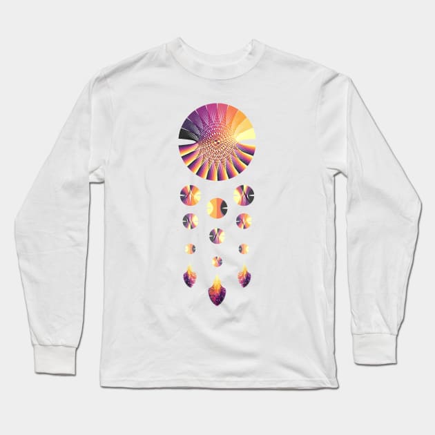 Dream Catcher | Volcano Graphs Black Red Yellow (White) Long Sleeve T-Shirt by aRtVerse